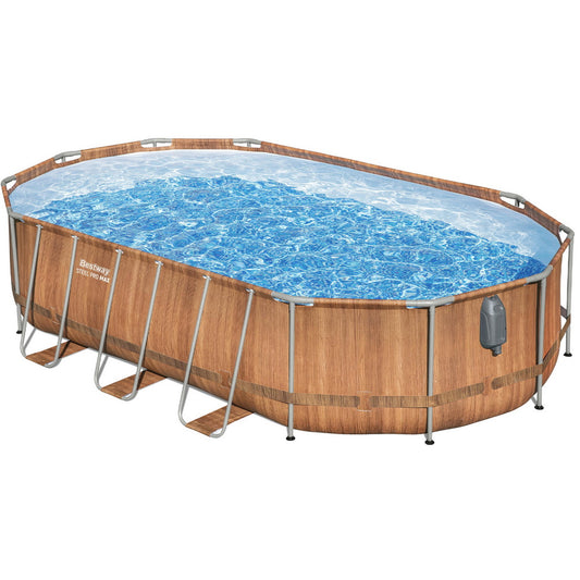 Bestway Swimming Pool Steel Frame Luxury Pool & SPA Massage Set 6.1x3.66x1.22m-0