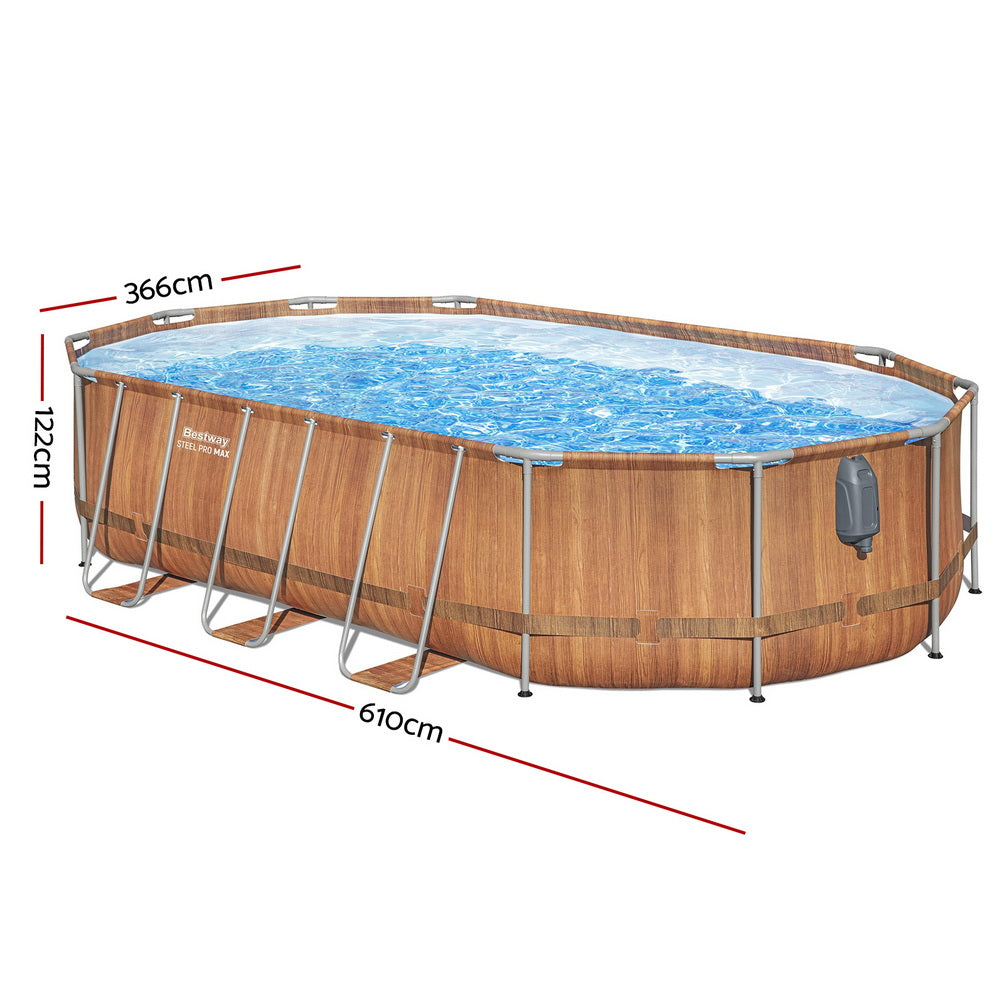 Bestway Swimming Pool Steel Frame Luxury Pool & SPA Massage Set 6.1x3.66x1.22m-1