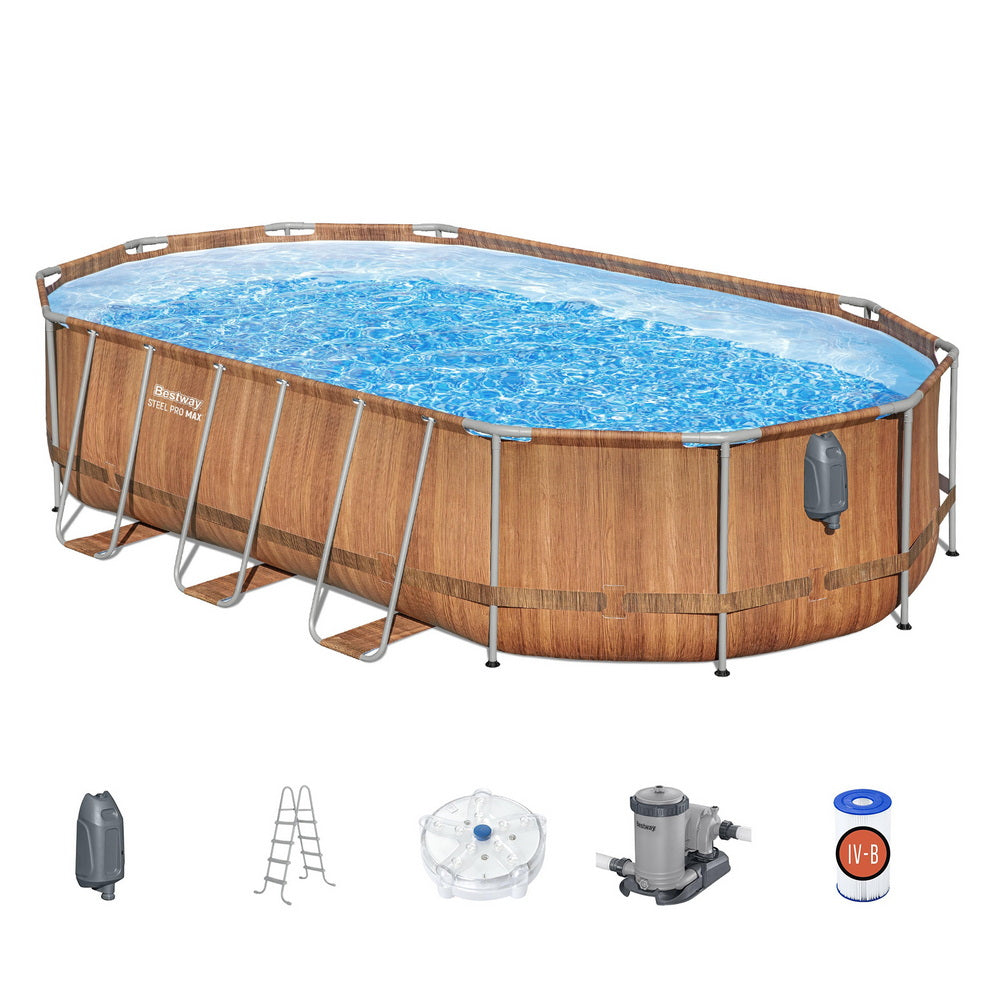 Bestway Swimming Pool Steel Frame Luxury Pool & SPA Massage Set 6.1x3.66x1.22m-2