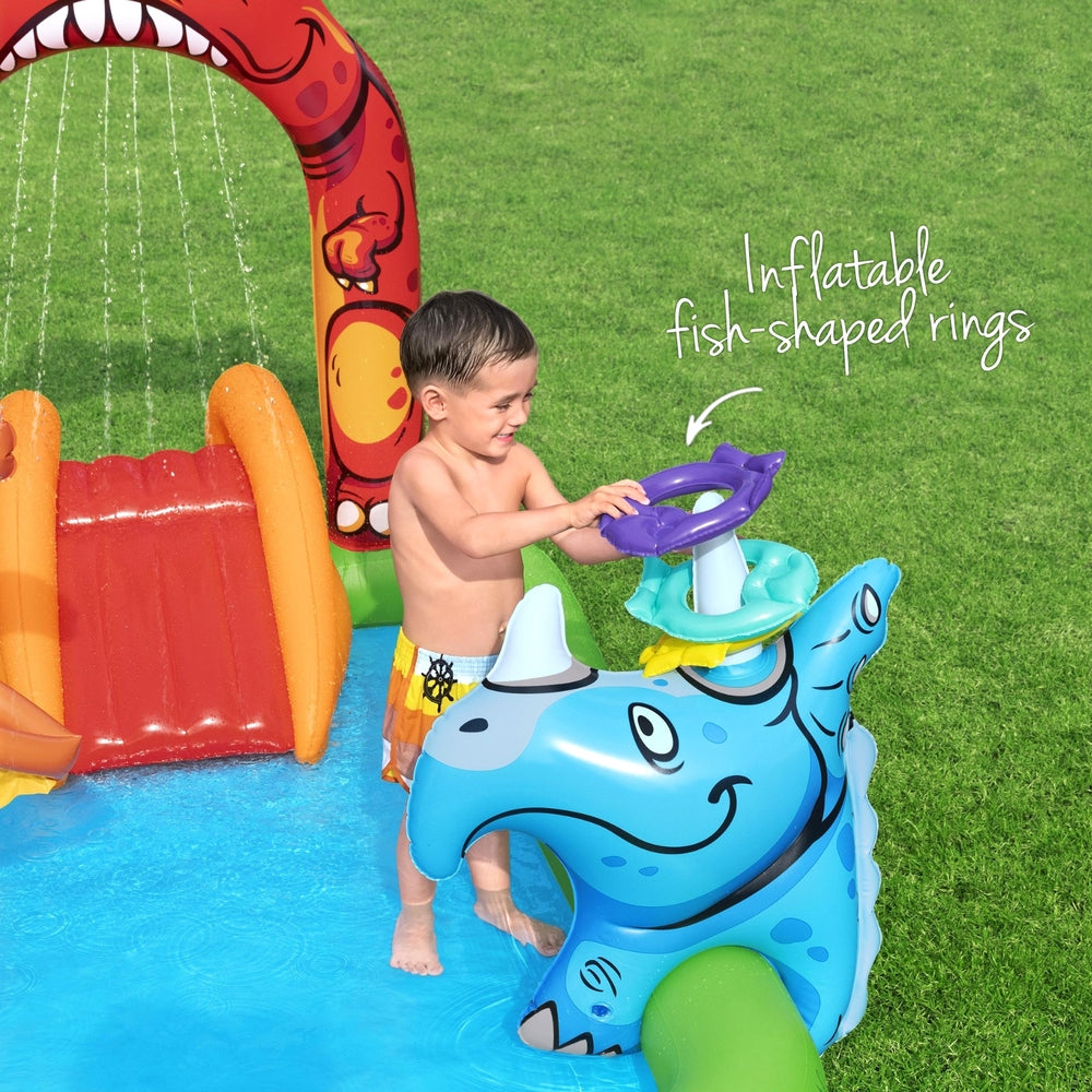 Bestway Kids Inflatable Play Splash Pool with Slide Ball Tossing Toys 242x140cm-4