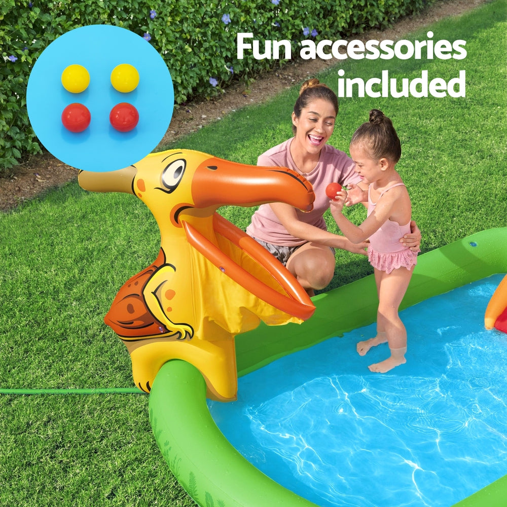 Bestway Kids Inflatable Play Splash Pool with Slide Ball Tossing Toys 242x140cm-5