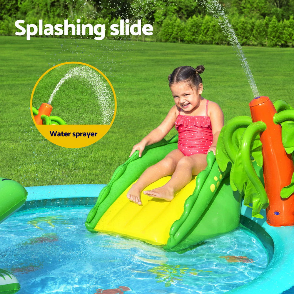 Bestway Kids Inflatable Splash Play Pool with Slide Ball Crocodile Fishing Net-3