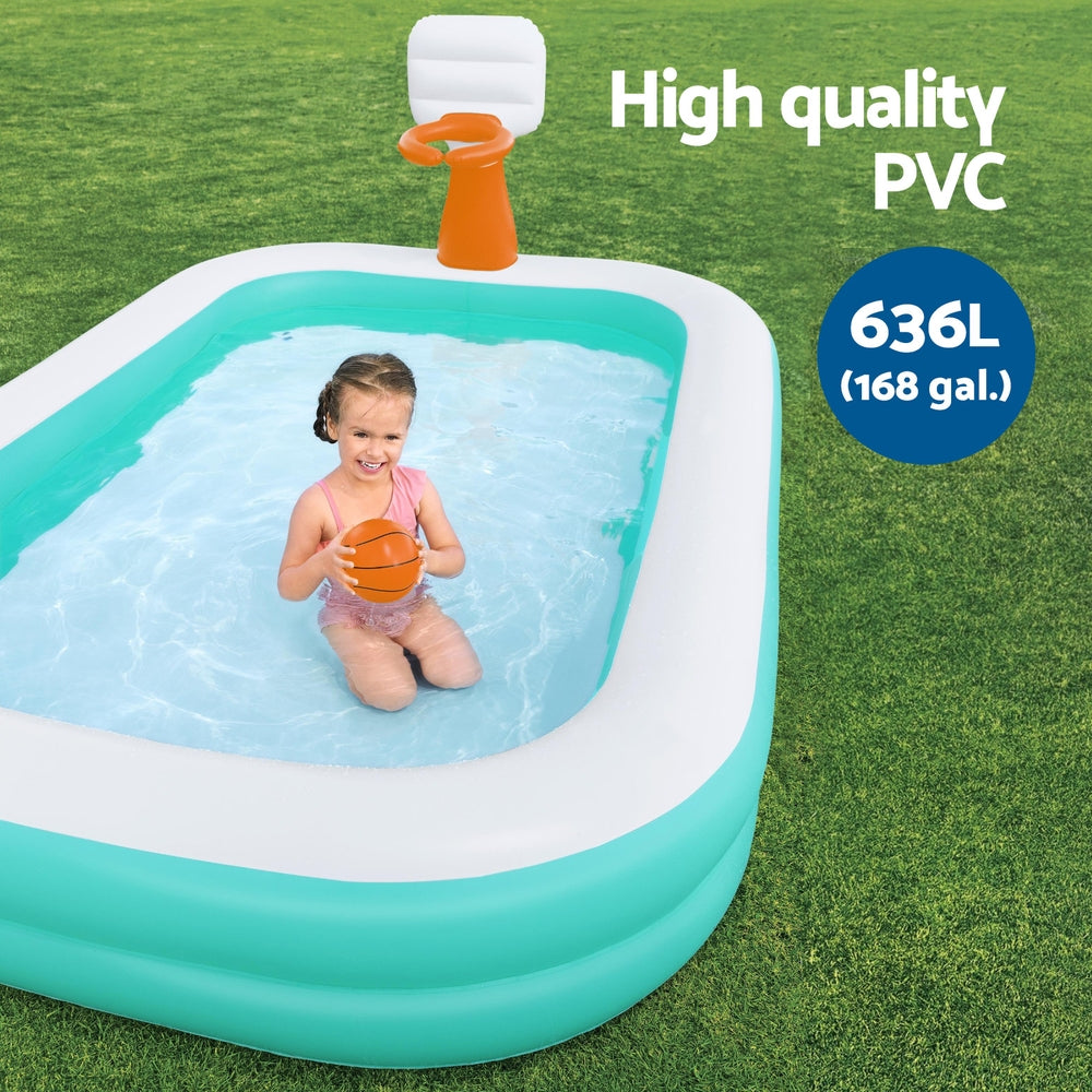 Bestway Kids Inflatable Pool Above Ground Play Pools Basketball Hoop 251x168cm-3