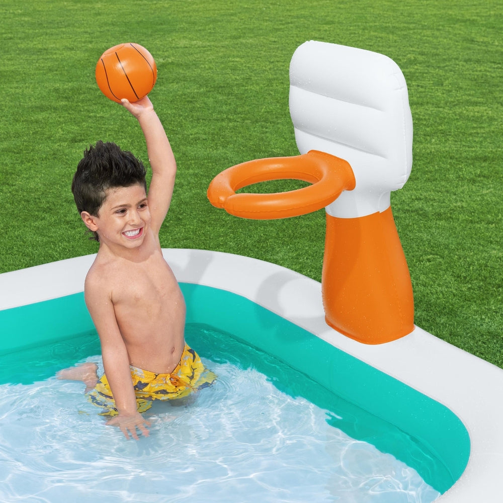 Bestway Kids Inflatable Pool Above Ground Play Pools Basketball Hoop 251x168cm-4