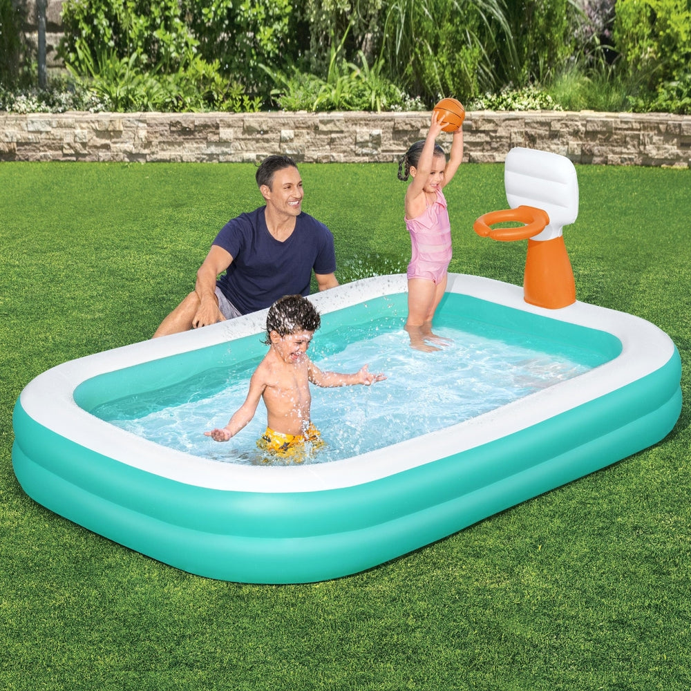 Bestway Kids Inflatable Pool Above Ground Play Pools Basketball Hoop 251x168cm-6