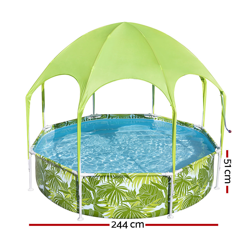 Bestway Kids Pool 244x51cm Steel Frame Swimming Play Pools Canopy 1688L-1