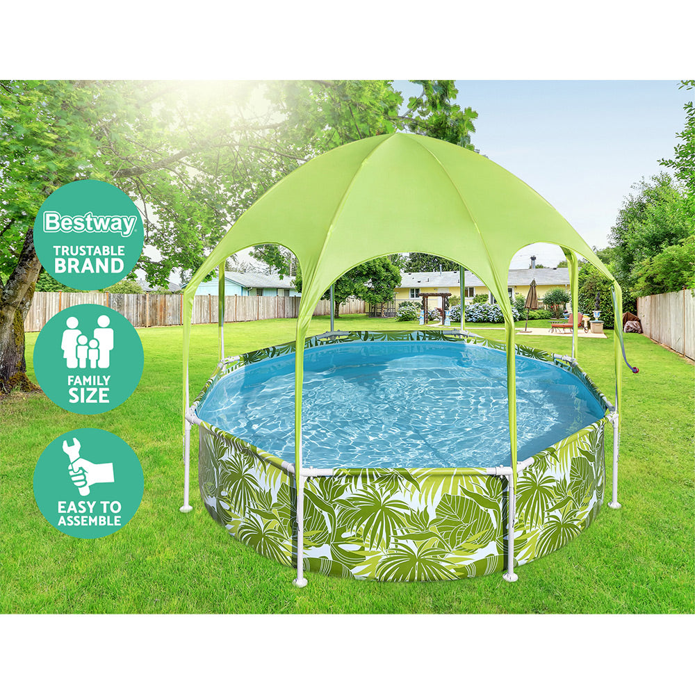 Bestway Kids Pool 244x51cm Steel Frame Swimming Play Pools Canopy 1688L-3