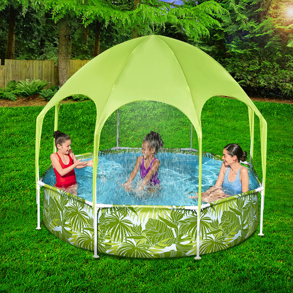 Bestway Kids Pool 244x51cm Steel Frame Swimming Play Pools Canopy 1688L-7