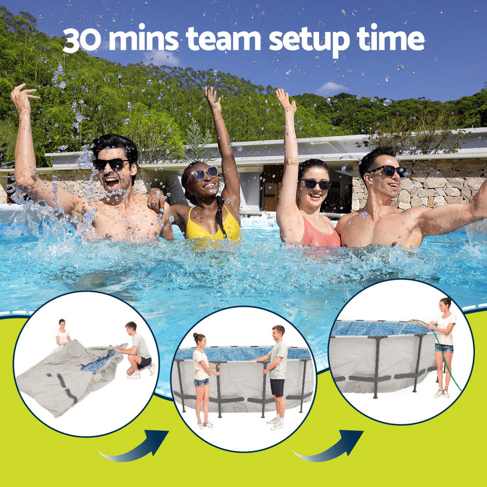 Bestway 366cm Swimming Pool Above Ground Pools Round Filter Pump Cover Ladder-5