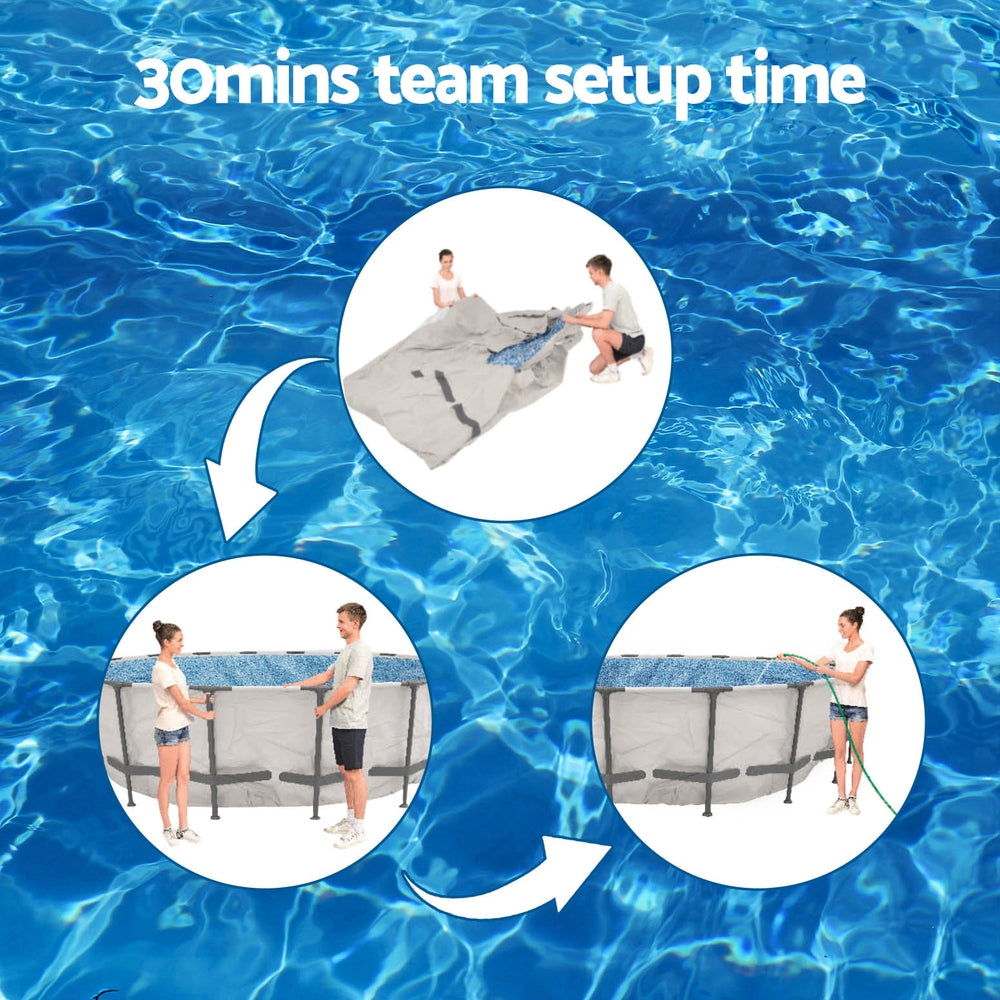 Bestway Swimming Pool 427x427x122cm Steel Frame Above Ground Pools Round Filter Pump Ladder-5