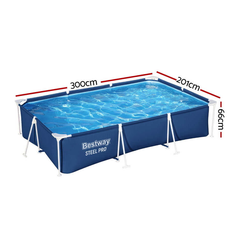 Bestway Swimming Pool 300x201x66cm Steel Frame Above Ground Pools 3300L-1