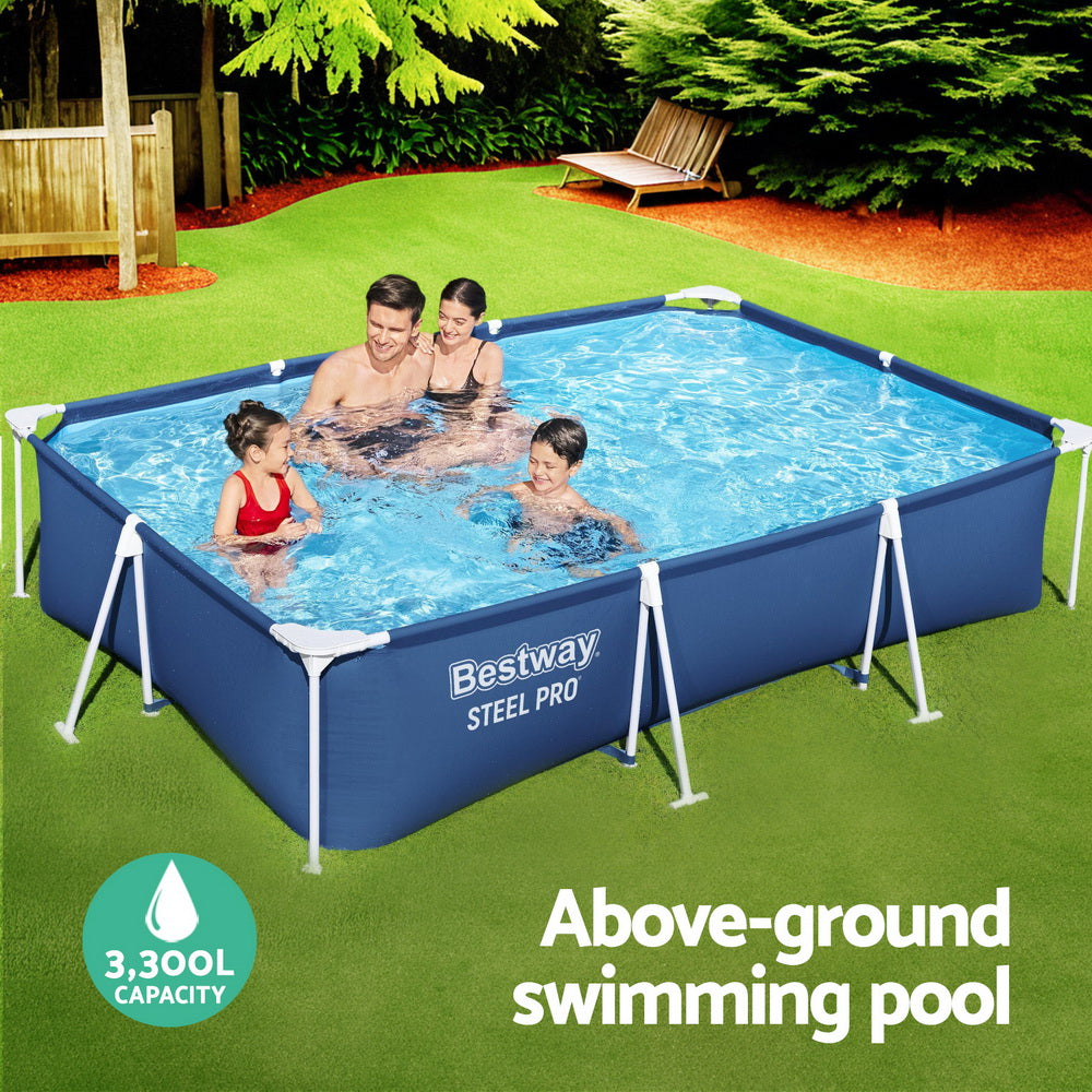 Bestway Swimming Pool 300x201x66cm Steel Frame Above Ground Pools 3300L-3