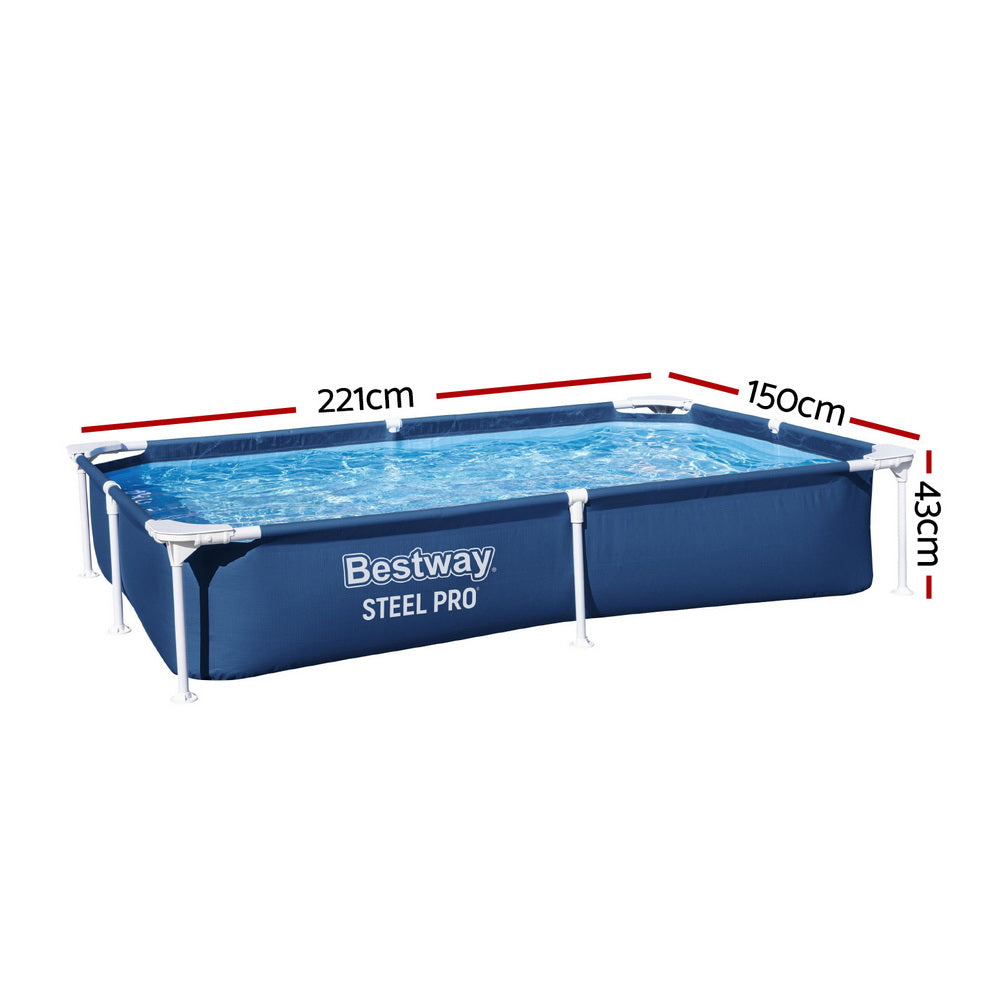 Bestway Swimming Pool 221x150x43cm Steel Frame Above Ground Pools 1200L-1