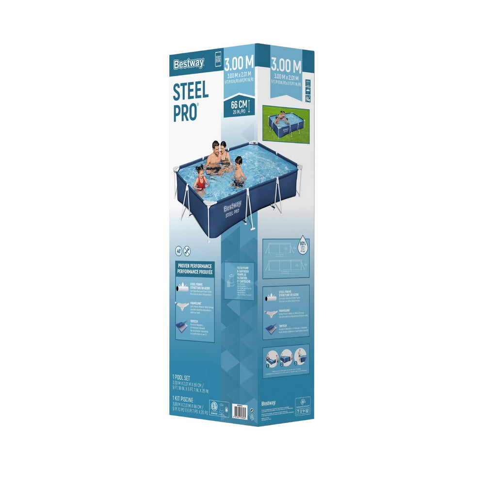 Bestway Swimming Pool 221x150x43cm Steel Frame Above Ground Pools 1200L-2