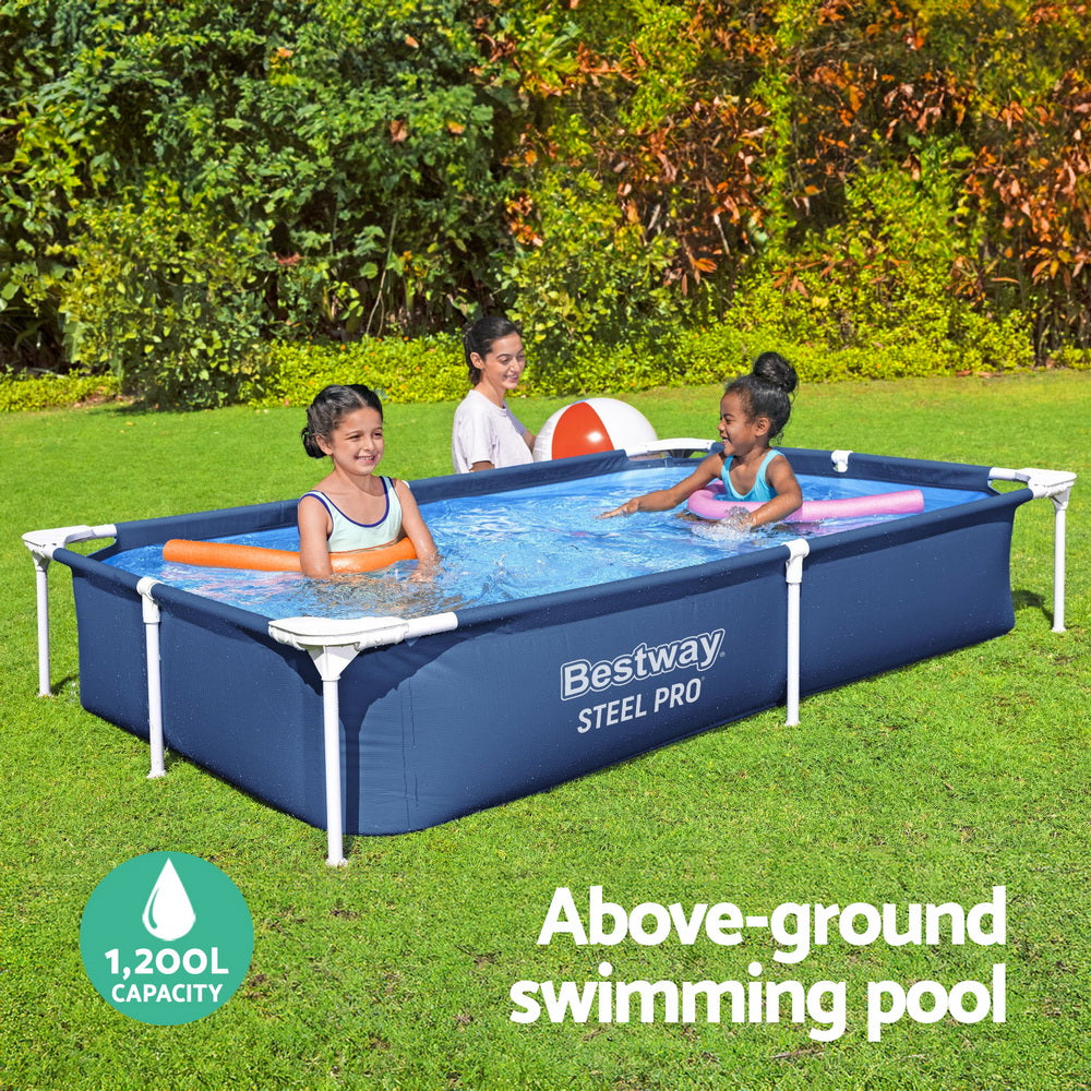 Bestway Swimming Pool 221x150x43cm Steel Frame Above Ground Pools 1200L-3