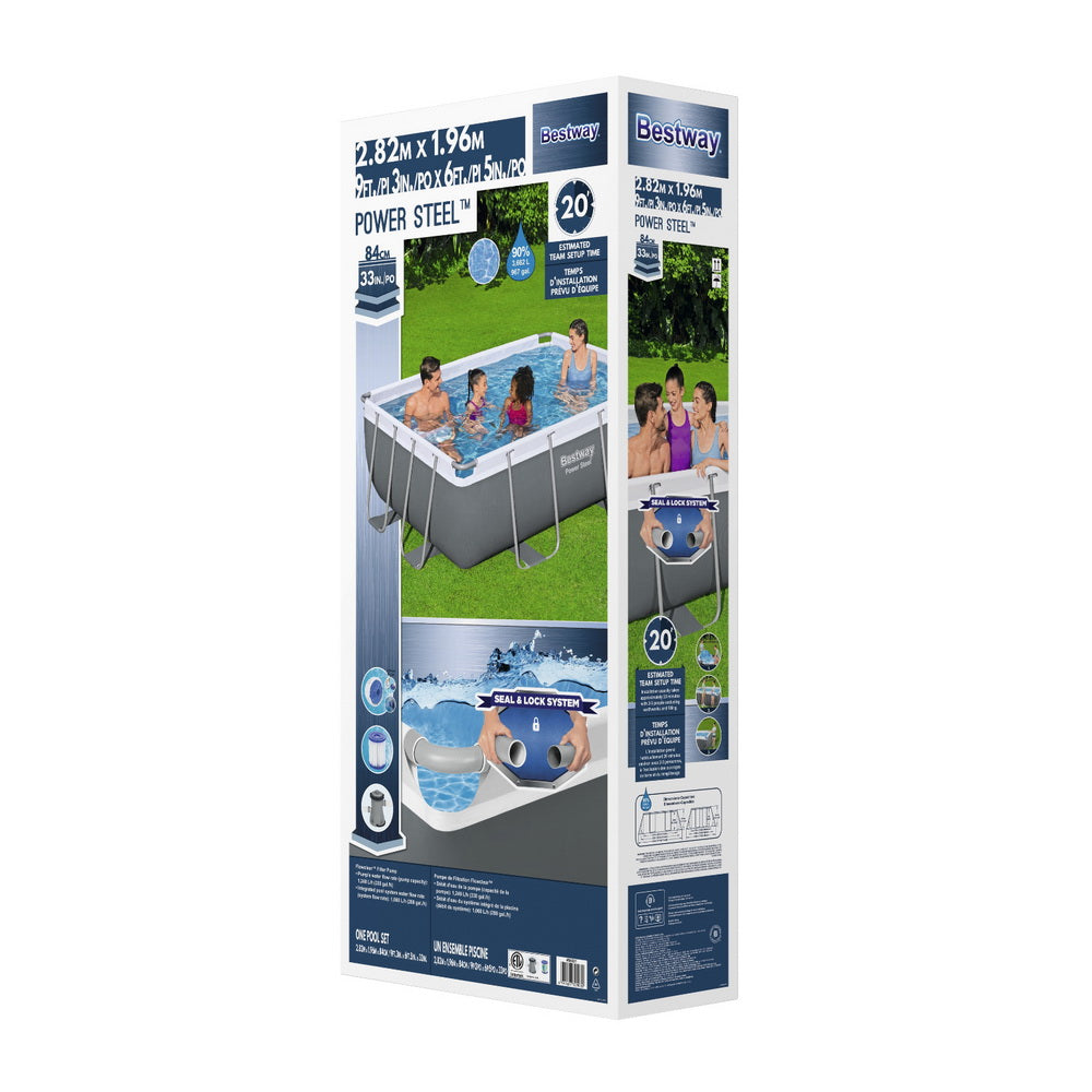 Bestway Swimming Pool 282x196x84cm Steel Frame Above Ground Pools Filter Pump 3662L-2