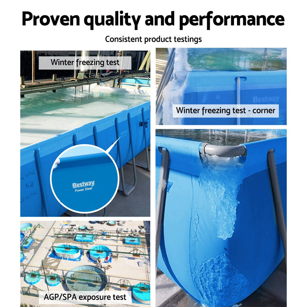 Bestway Swimming Pool 300x201x66cm Steel Frame Above Ground Pools w/ Filter Pump 3300L-6