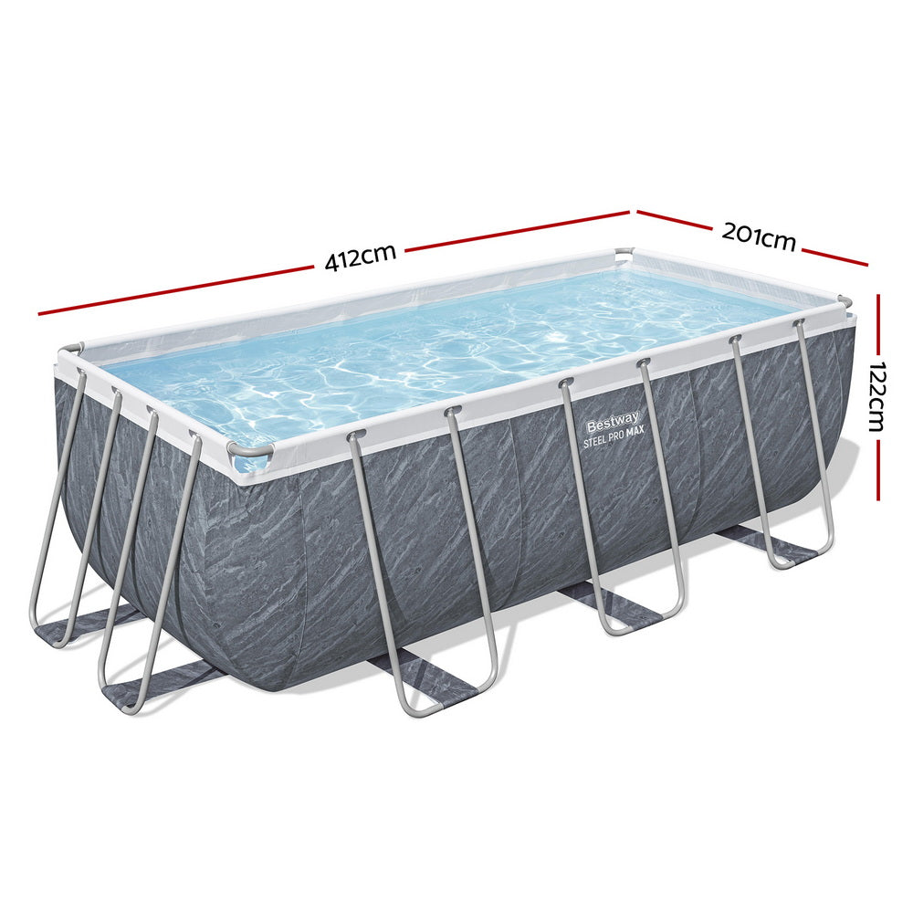 Bestway Swimming Pool 412x201x122cm Steel Frame Pool Set w/Pump Ladder-1