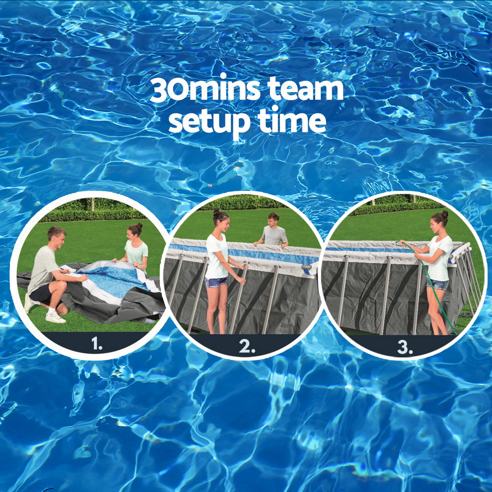 Bestway Swimming Pool 640x274x132cm Steel Frame Above Ground Pools Filter Pump Ladder 19281L-5
