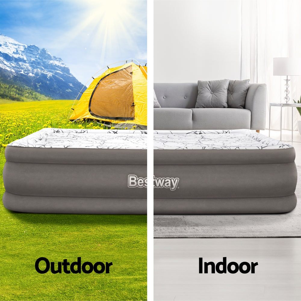 Bestway Air Mattress Queen Inflatable Bed 46cm Airbed Decorated Surface Grey-3