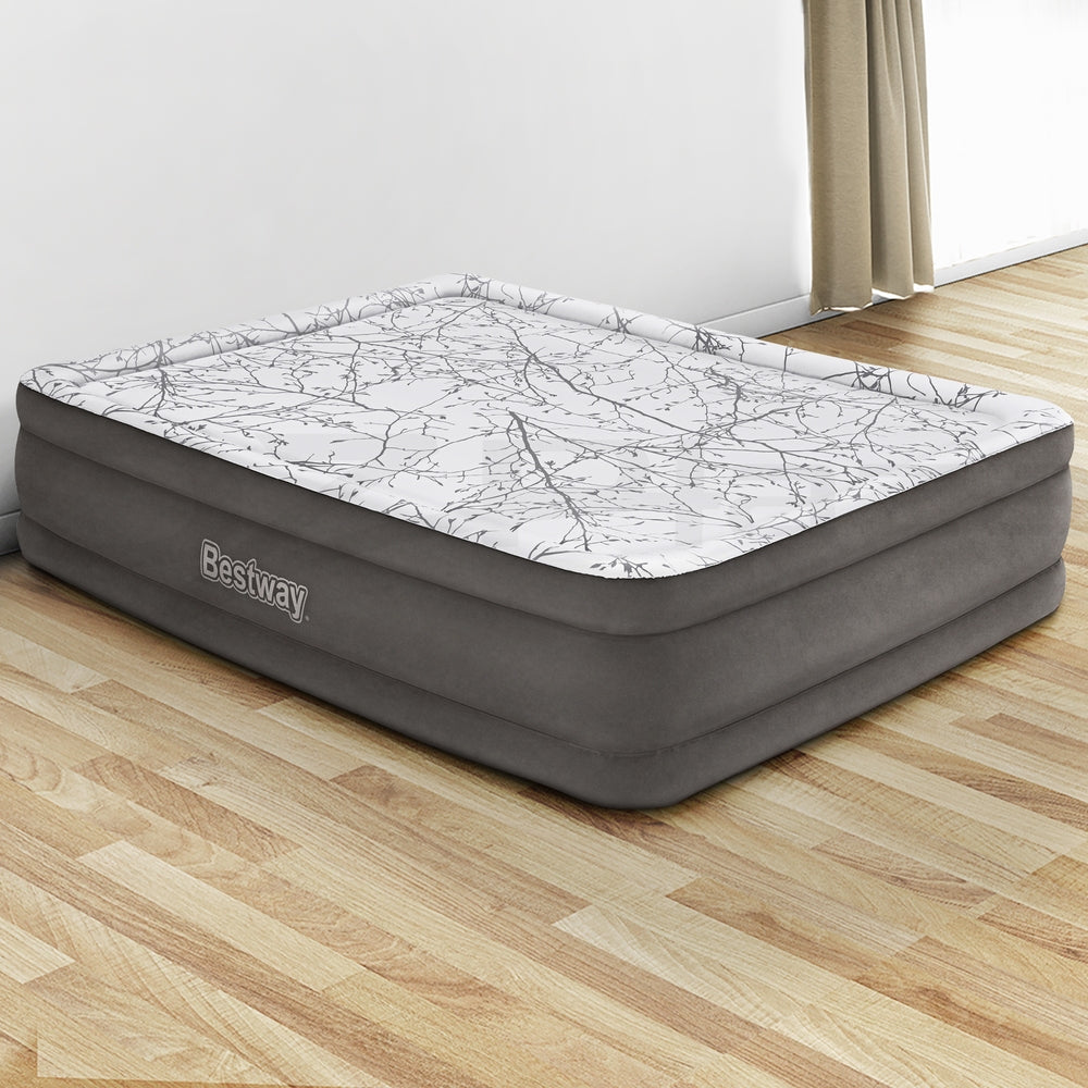 Bestway Air Mattress Queen Inflatable Bed 46cm Airbed Decorated Surface Grey-6