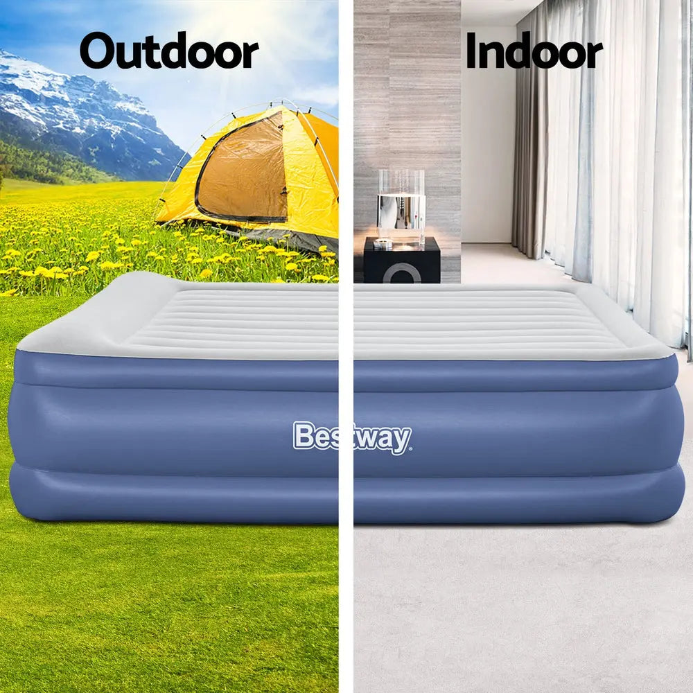 Bestway Air Mattress King Inflatable Bed 56cm Airbed Blue-3