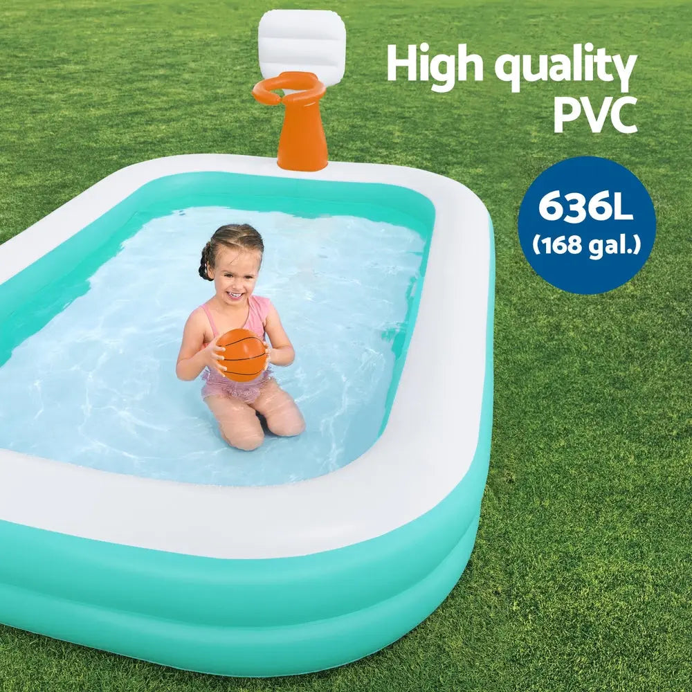 Bestway Kids Inflatable Pool Above Ground Play Pools Basketball Hoop 251x168cm-3