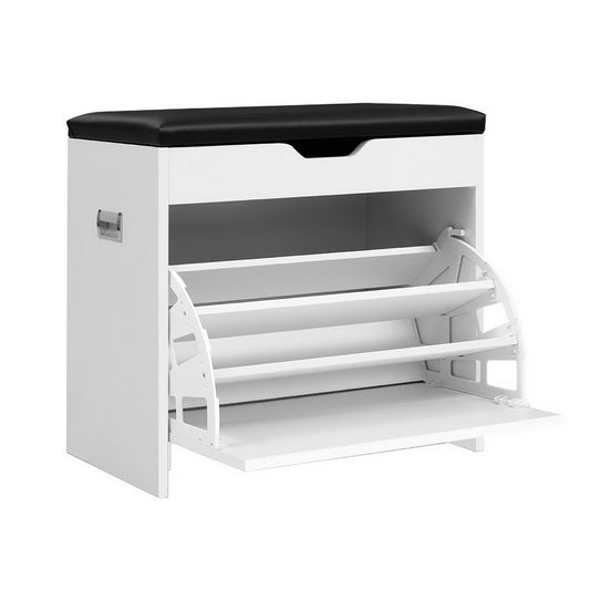 Artiss Shoe Rack Cabinet Bench 3-tier 15 Pairs White-0