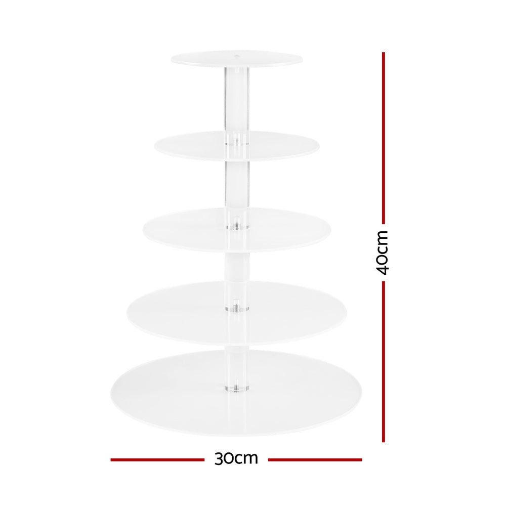 5-Star Chef Cake Stand 5 Tiers Acrylic Holder Display Round Clear Wedding Party-1