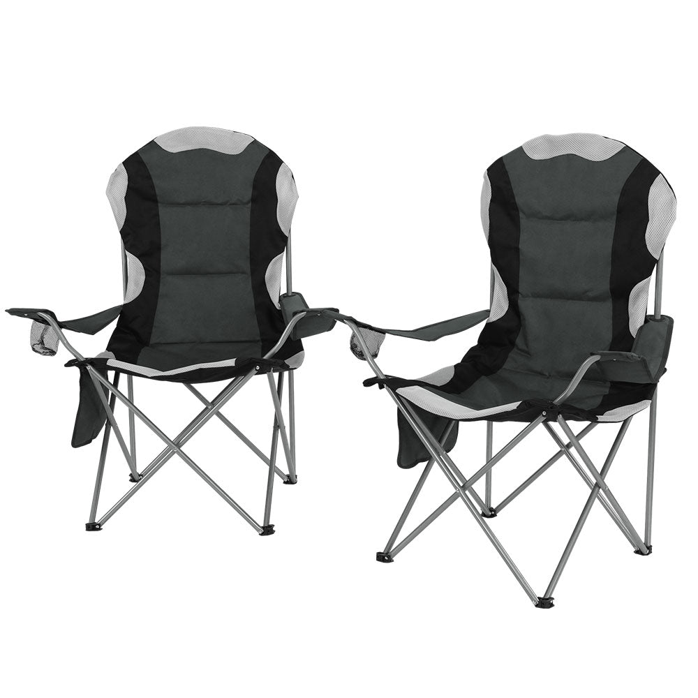 Weisshorn Camping Folding Chair Portable Outdoor Hiking Fishing Picnic Grey 2pcs-0