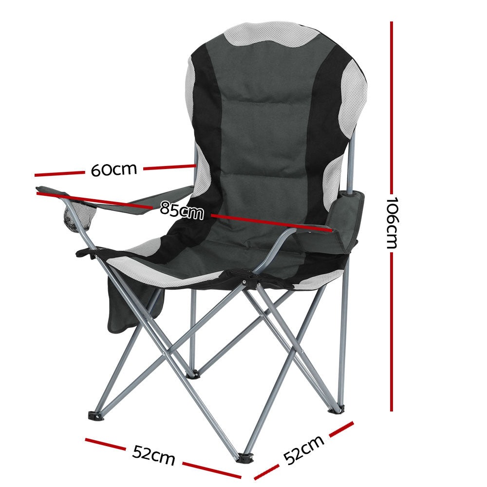 Weisshorn Camping Folding Chair Portable Outdoor Hiking Fishing Picnic Grey 2pcs-1