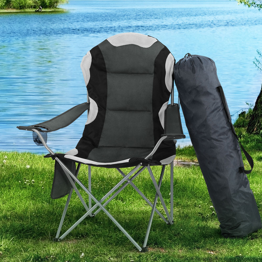 Weisshorn Camping Folding Chair Portable Outdoor Hiking Fishing Picnic Grey 2pcs-7