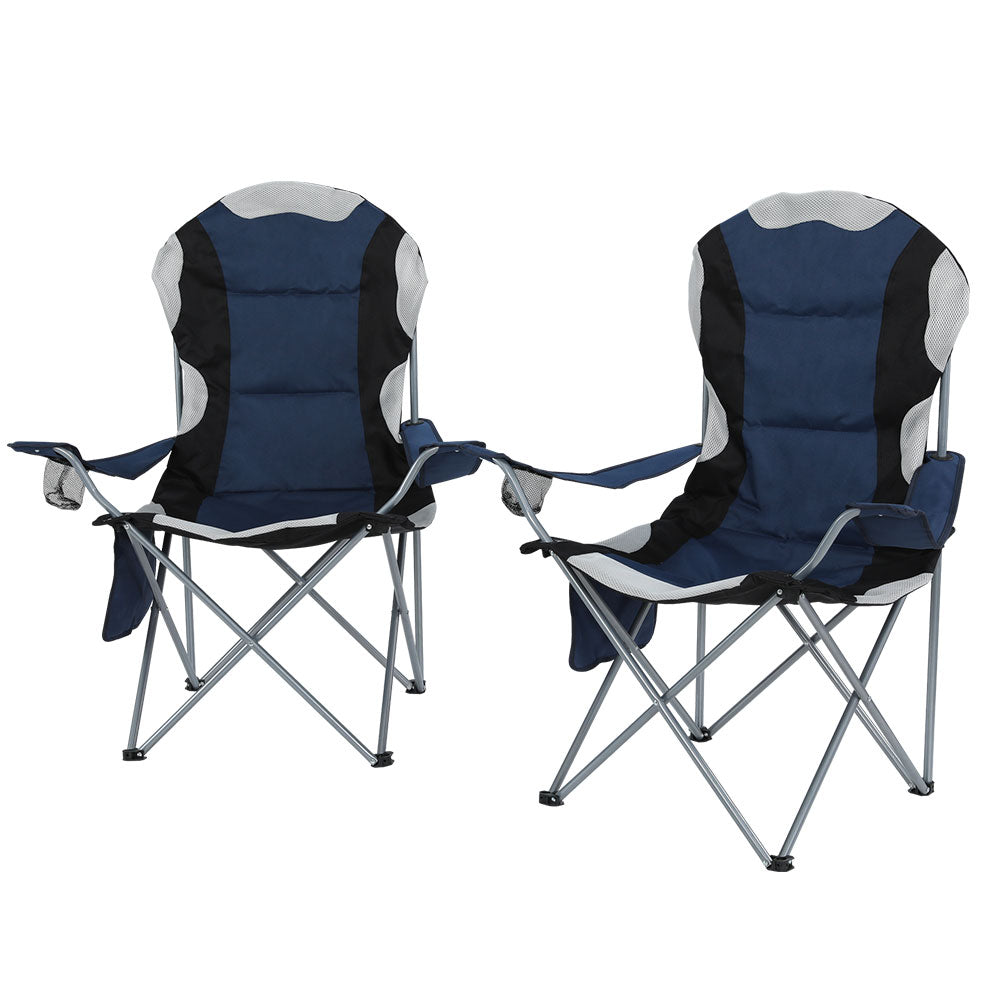 Weisshorn Camping Folding Chair Portable Outdoor Hiking Fishing Picnic Navy 2pcs-0