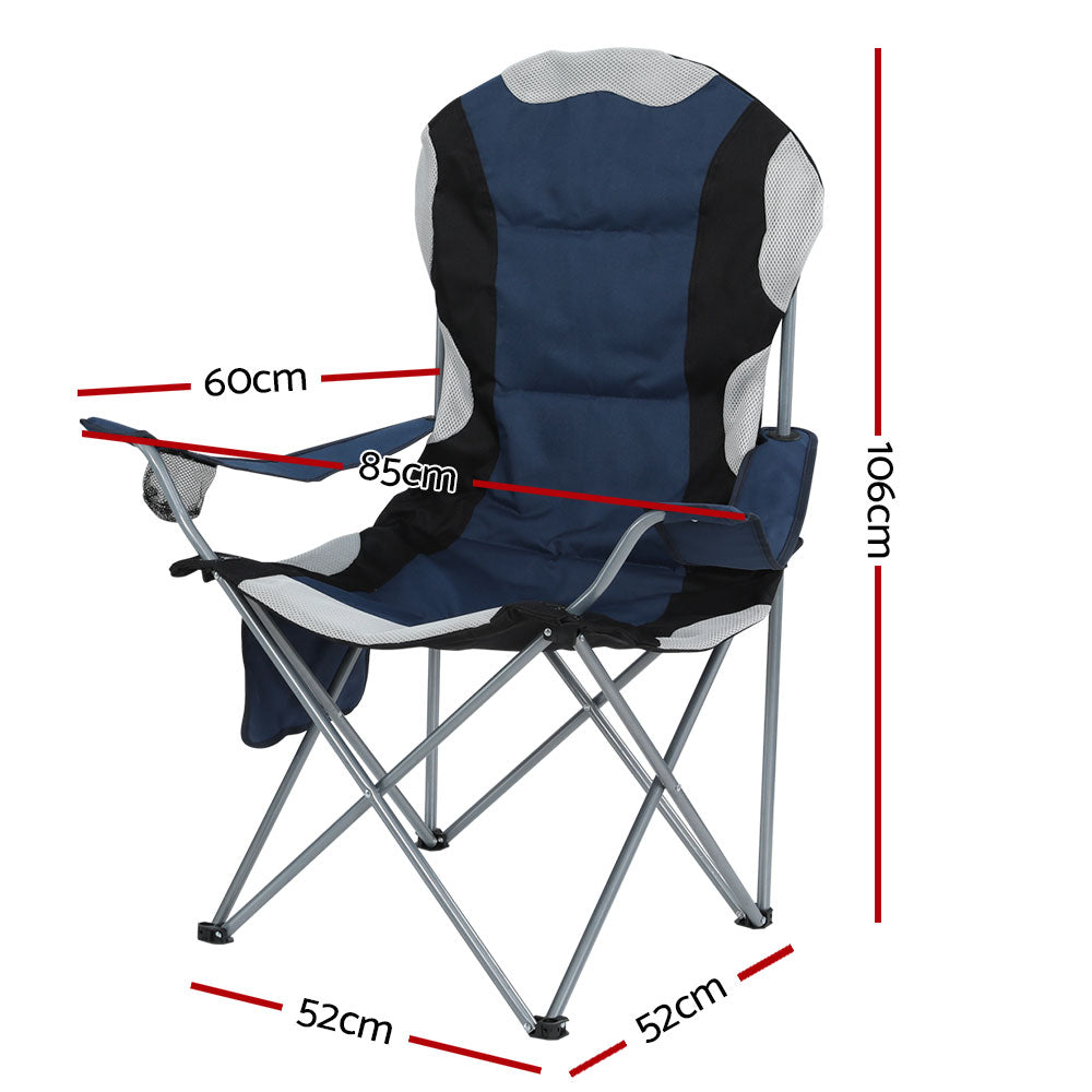 Weisshorn Camping Folding Chair Portable Outdoor Hiking Fishing Picnic Navy 2pcs-1