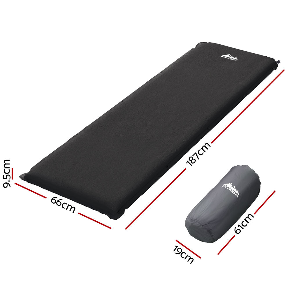 Weisshorn Self Inflating Mattress Camping Sleeping Mat Air Bed Pad Single Black-1