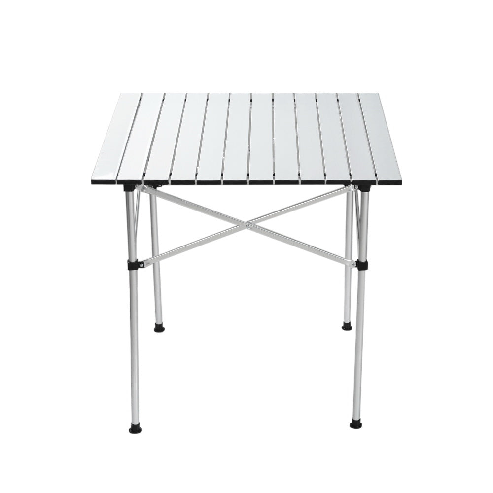 Weisshorn Folding Camping Table 70CM Roll Up Outdoor Picnic BBQ Aluminium Desk-2