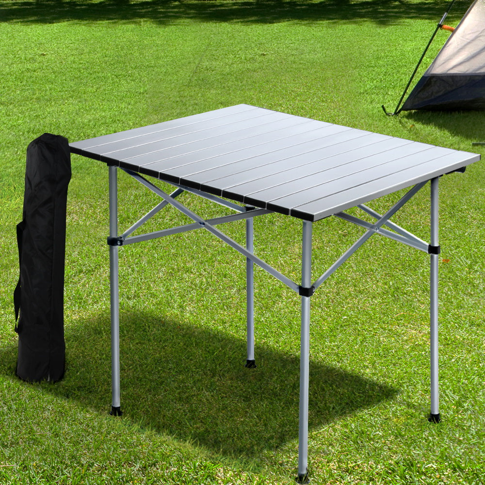 Weisshorn Folding Camping Table 70CM Roll Up Outdoor Picnic BBQ Aluminium Desk-7