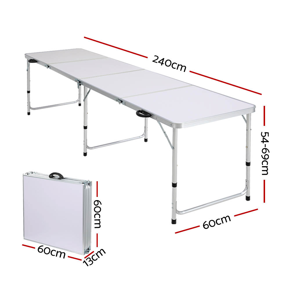 Weisshorn Folding Camping Table 240CM Portable Outdoor Picnic BBQ Aluminium Desk-1