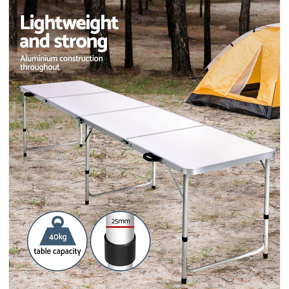 Weisshorn Folding Camping Table 240CM Portable Outdoor Picnic BBQ Aluminium Desk-4