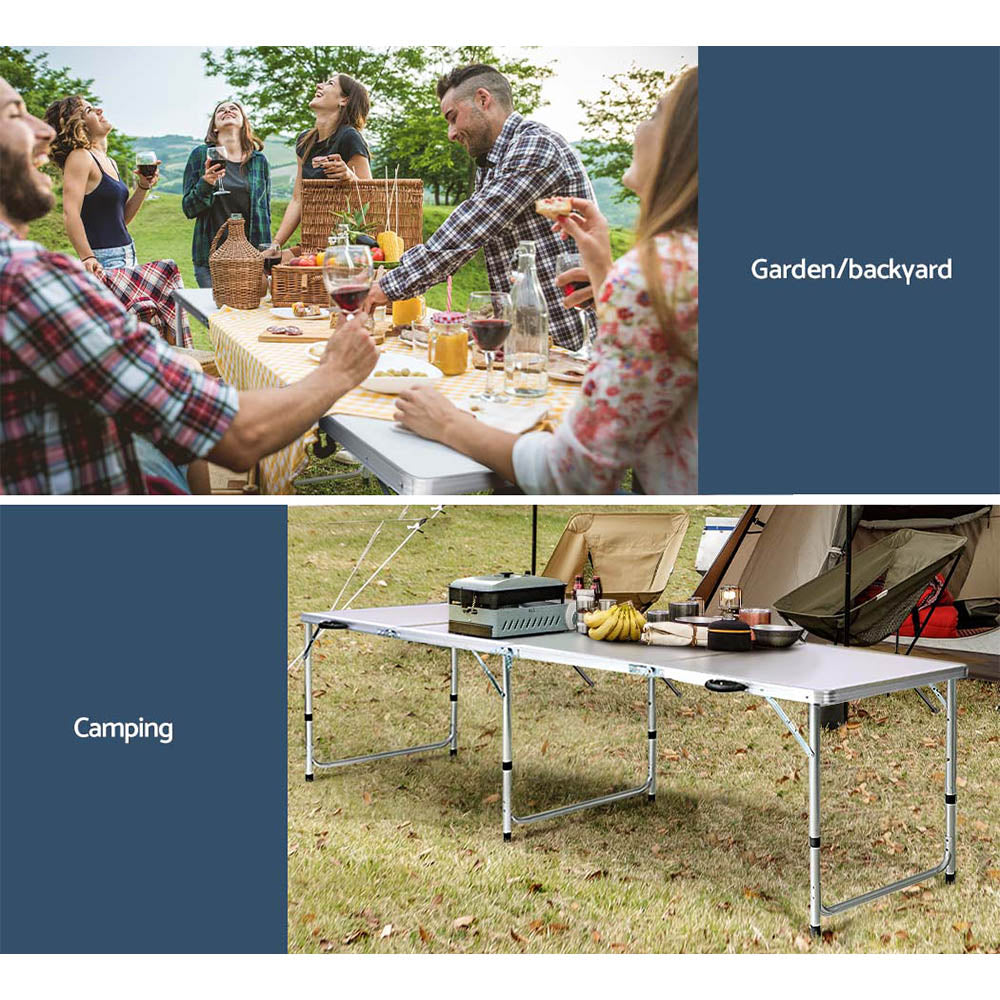 Weisshorn Folding Camping Table 240CM Portable Outdoor Picnic BBQ Aluminium Desk-6