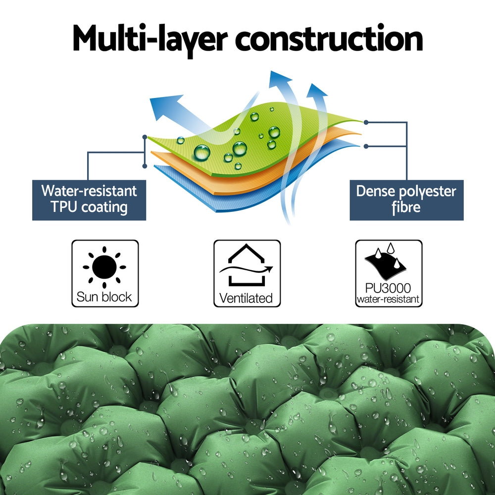 Weisshorn Self Inflating Mattress Camping Sleeping Mat Air Bed Pad Double Pillow-4