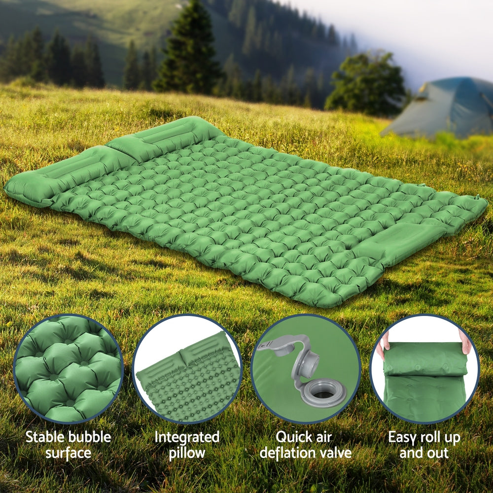 Weisshorn Self Inflating Mattress Camping Sleeping Mat Air Bed Pad Double Pillow-5