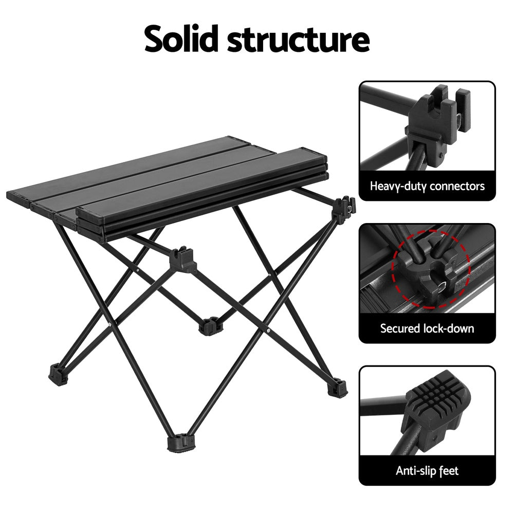 Weisshorn Folding Camping Table 40CM Roll Up Outdoor Picnic BBQ Aluminium Desk-4