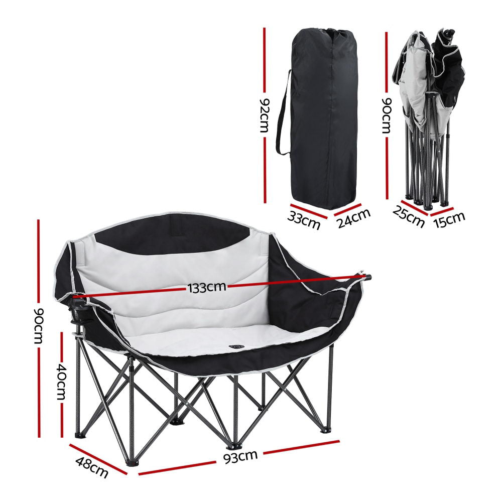 Weisshorn Camping Chair Double Folding Moon Chair Portable Seat 240KG-1