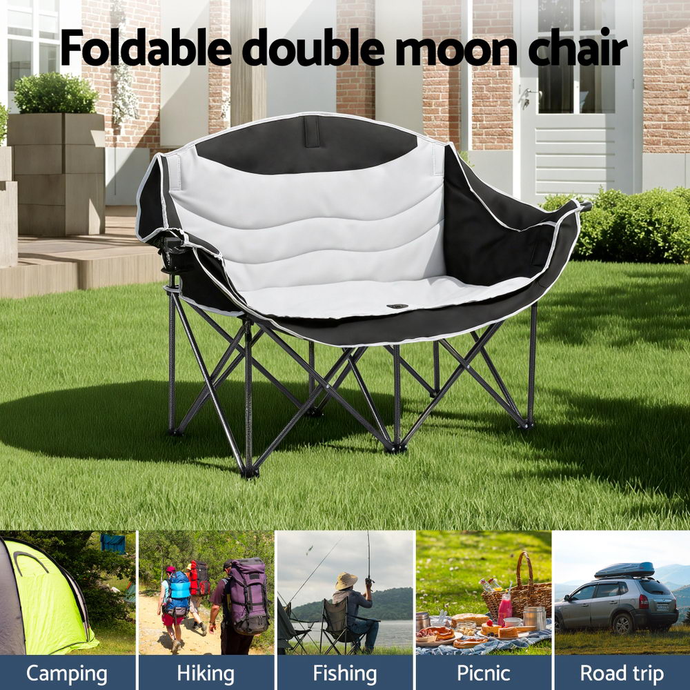 Weisshorn Camping Chair Double Folding Moon Chair Portable Seat 240KG-3