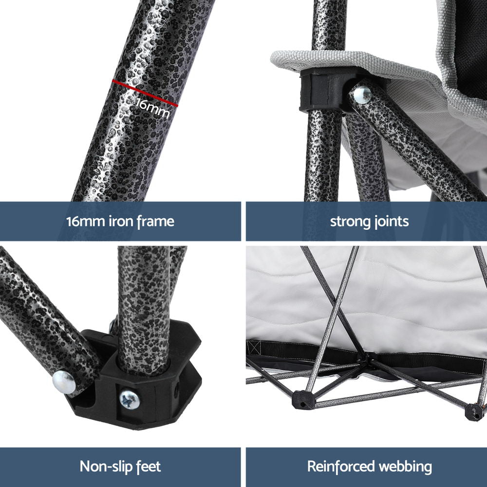 Weisshorn Camping Chair Double Folding Moon Chair Portable Seat 240KG-4