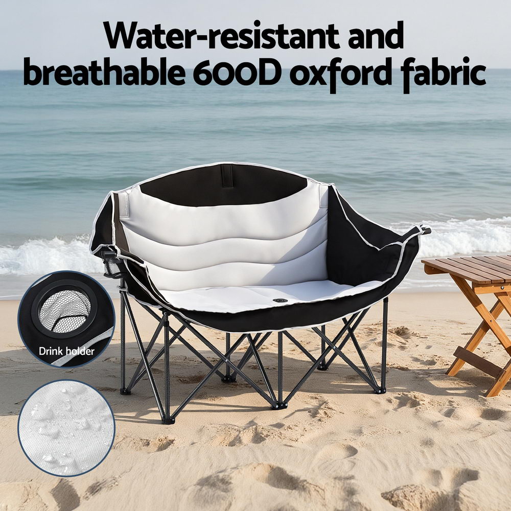 Weisshorn Camping Chair Double Folding Moon Chair Portable Seat 240KG-5