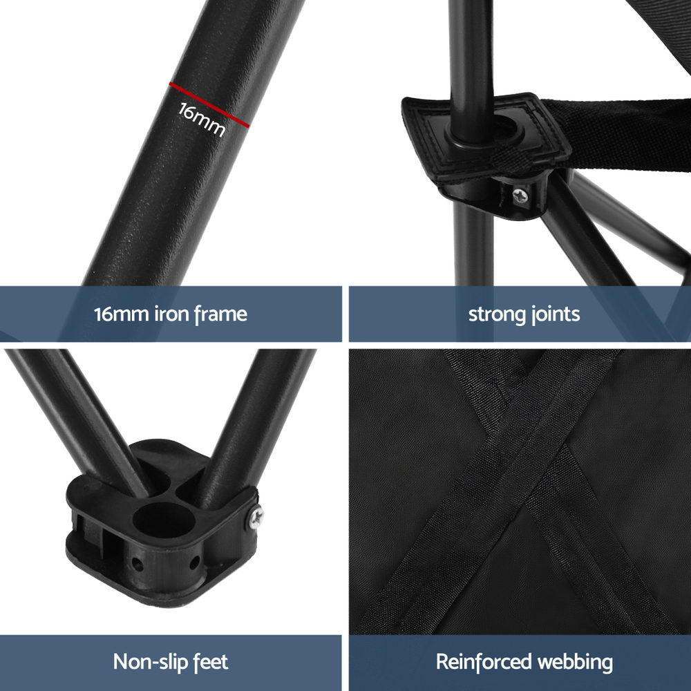 Weisshorn Folding Camping Moon Chair Portable Seat Weight Capacity 120KG Black-4