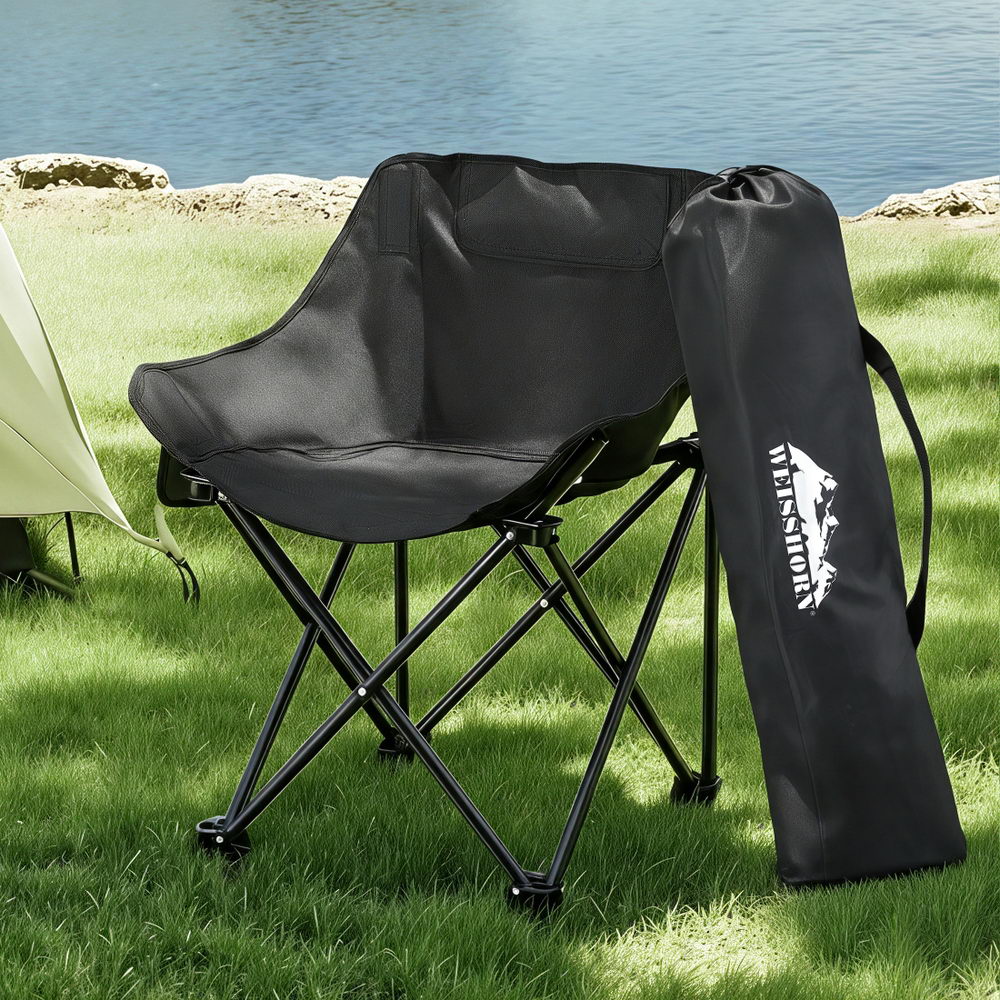 Weisshorn Folding Camping Moon Chair Portable Seat Weight Capacity 120KG Black-6