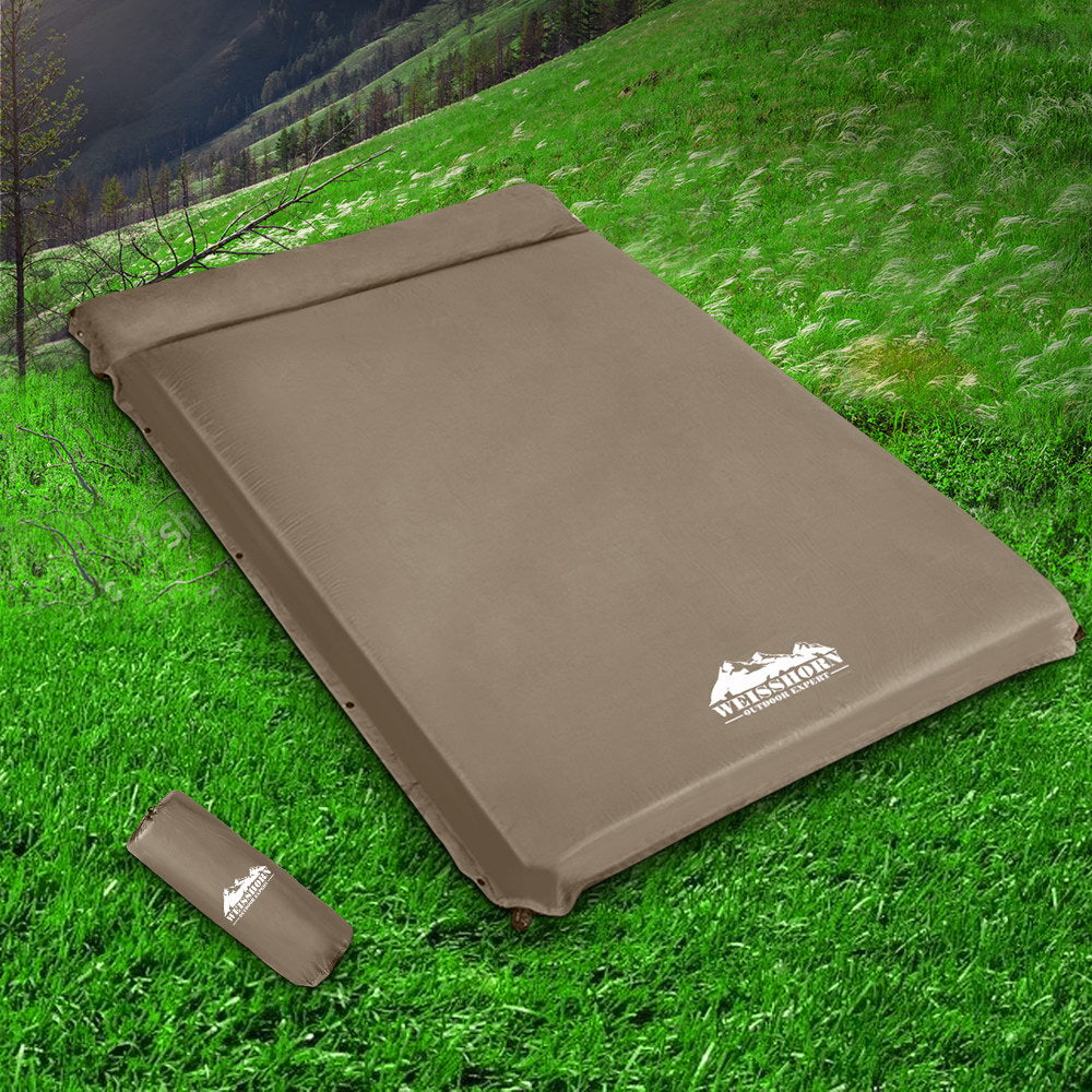 Weisshorn Self Inflating Mattress 10CM Camping Sleeping Mat Air Double Coffee-6